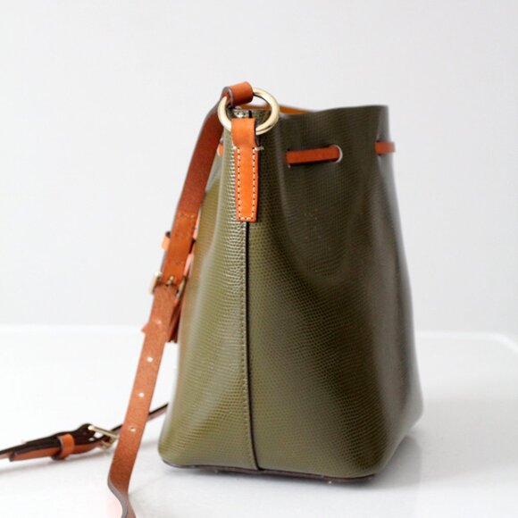 Dooney & Bourke Serena Drawstring Crossbody – Green Embossed Leather - Picture 7 of 16